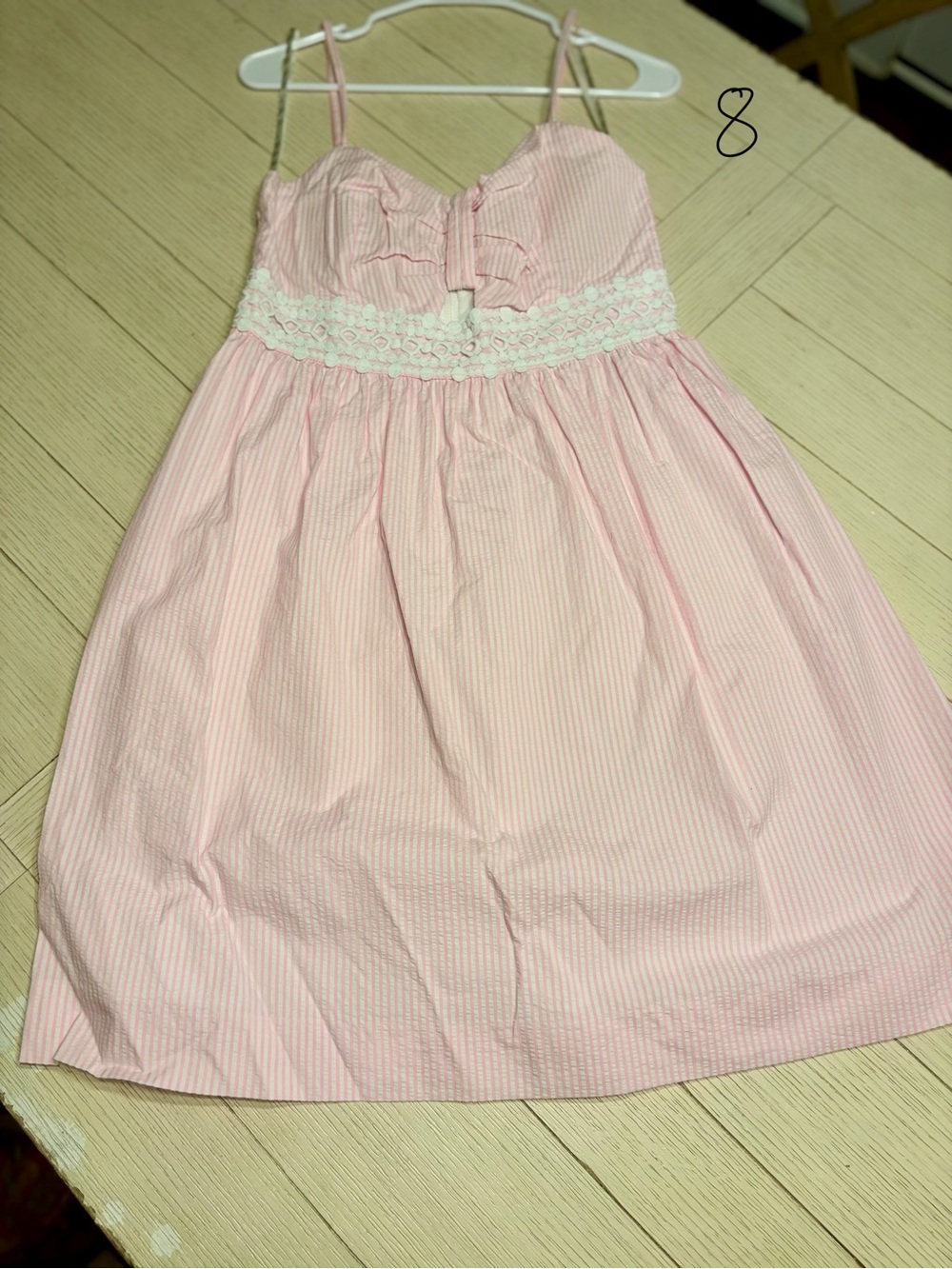 Lilly Pulitzer Pink & White Seersucker - Striped Sundress with Lace Waist